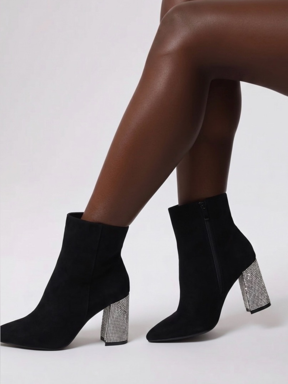 Versona, referred to as "Velvet Rhinestone Booties Size 6.5